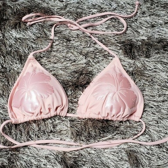 Victoria's Secret PINK Hibiscus Flower Embossed Bikini Top S RARE - Picture 3 of 5